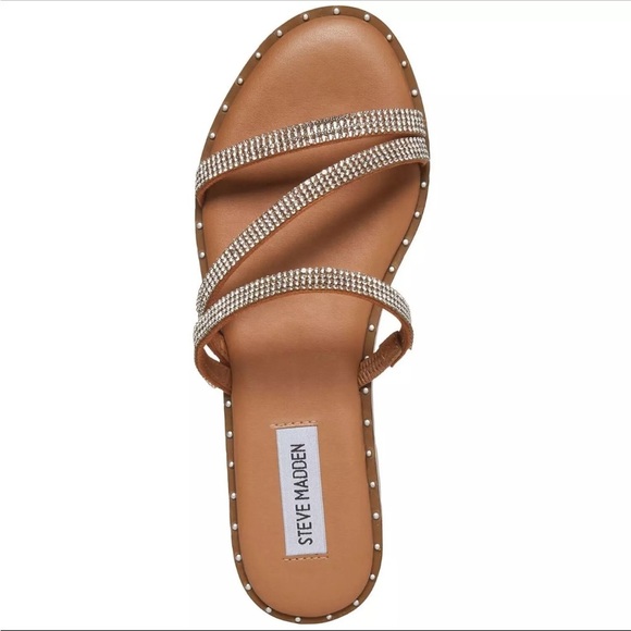 Steve Madden sandals LOOMI embellished Slip On 3 strap Rhinestone Studded 10 - Picture 1 of 15